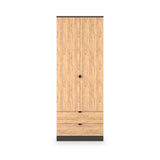 Huxley Double Wardrobe 2 Drawers Oak Graphite from Roseland Furniture