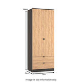 Huxley Double Wardrobe 2 Drawers Oak Graphite from Roseland Furniture