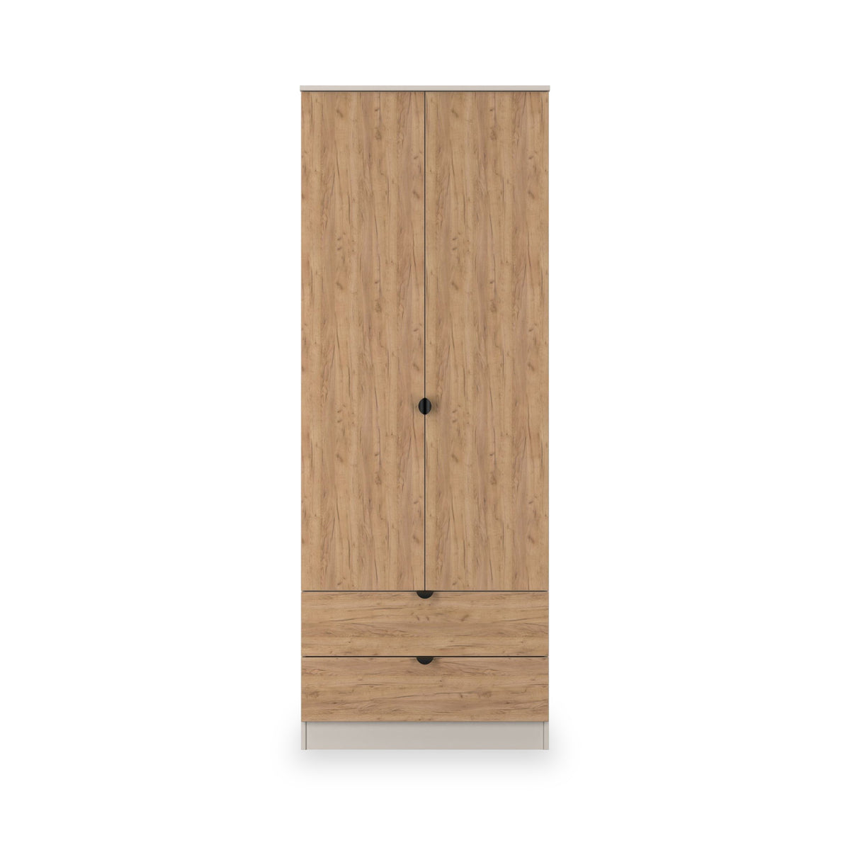 Huxley Double Wardrobe 2 Drawers Oak Cashmere from Roseland Furniture