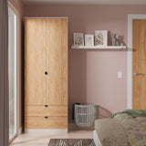 Huxley Double Wardrobe 2 Drawers Oak Cashmere from Roseland Furniture