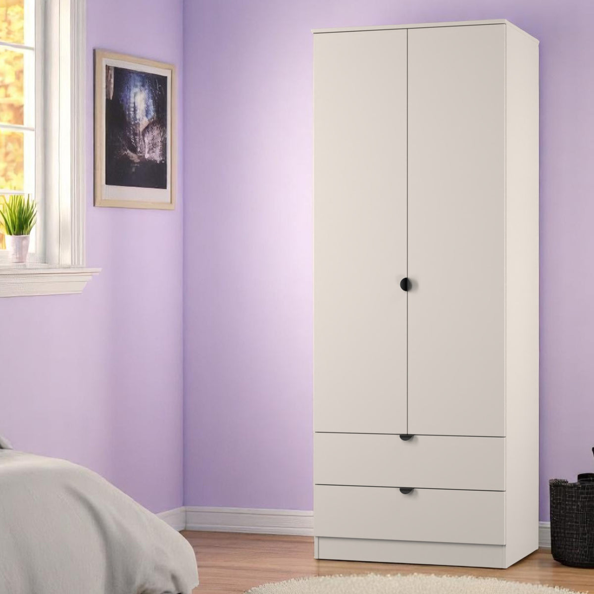 Huxley Double Wardrobe 2 Drawers Cashmere from Roseland Furniture