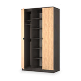 Huxley Triple Wardrobe With Shelves Oak Graphite from Roseland Furniture