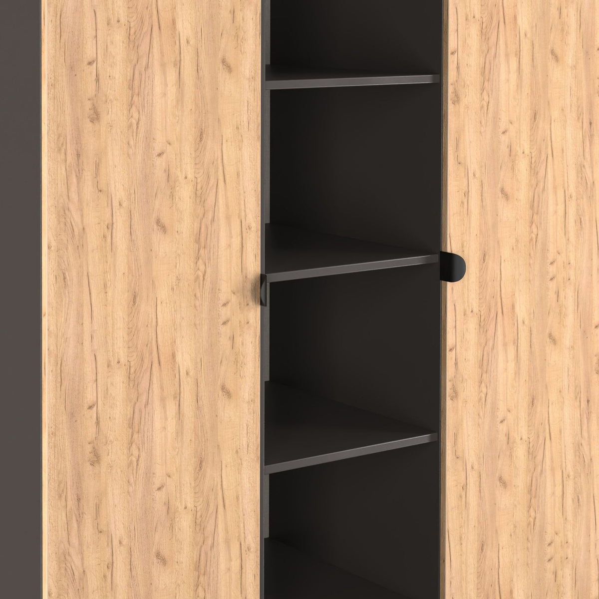 Huxley Triple Wardrobe With Shelves Oak Graphite from Roseland Furniture