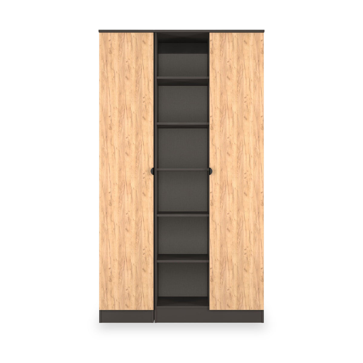 Huxley Triple Wardrobe With Shelves Oak Graphite from Roseland Furniture
