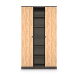 Huxley Triple Wardrobe With Shelves Oak Graphite from Roseland Furniture