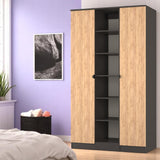 Huxley Triple Wardrobe With Shelves Oak Graphite from Roseland Furniture