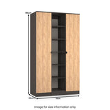 Huxley Triple Wardrobe With Shelves Oak Graphite from Roseland Furniture
