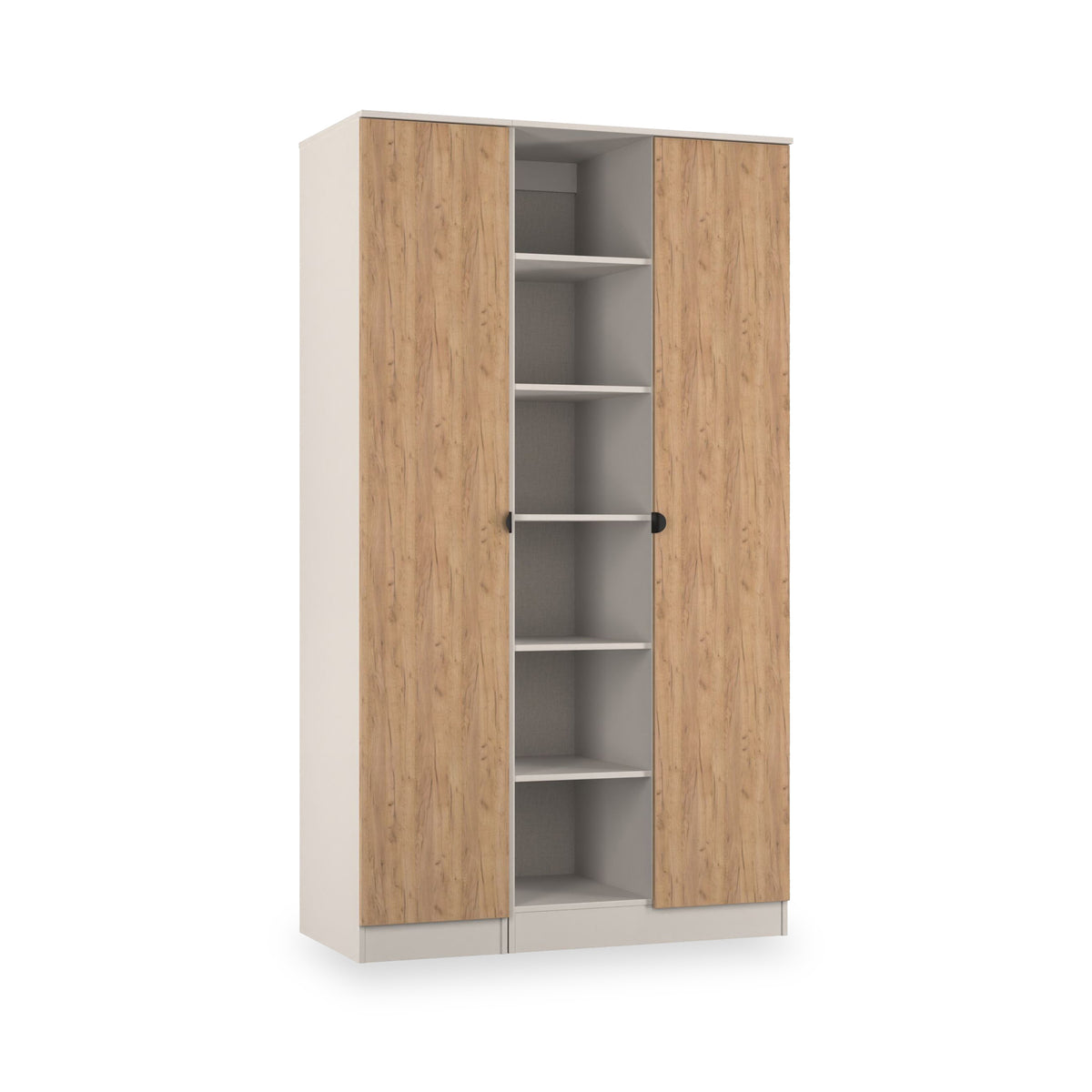 Huxley Triple Wardrobe With Shelves Oak Cashmere from Roseland Furniture