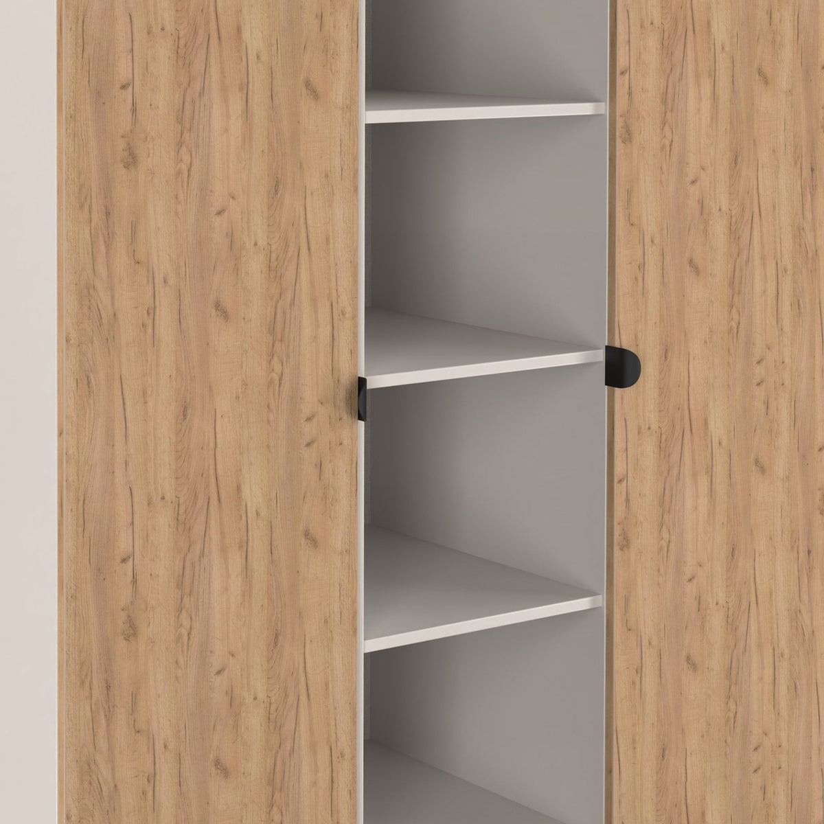 Huxley Triple Wardrobe With Shelves Oak Cashmere from Roseland Furniture