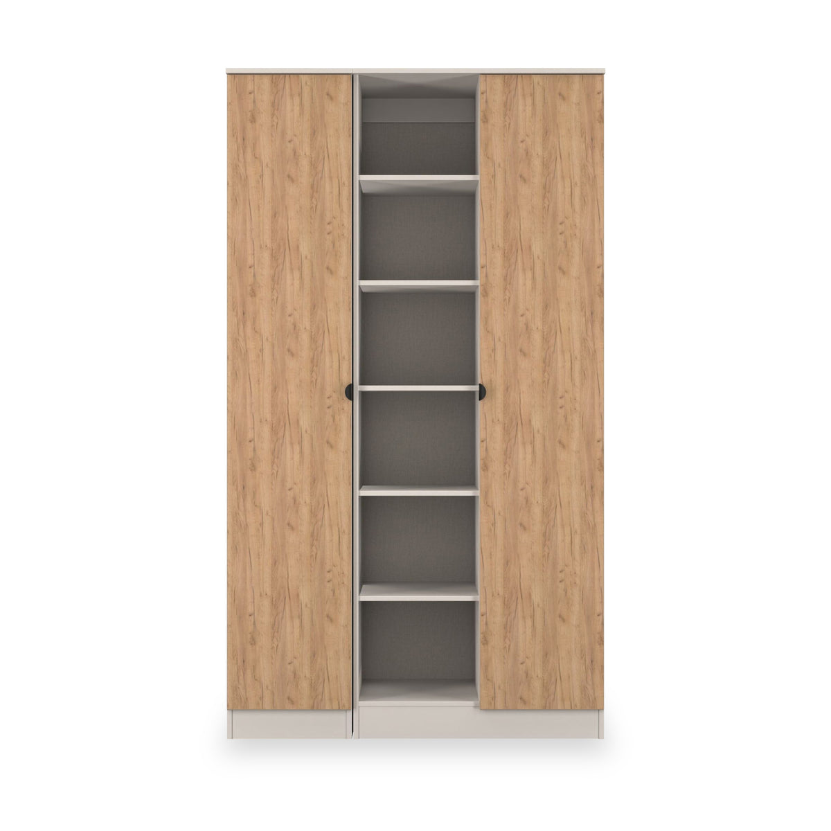 Huxley Triple Wardrobe With Shelves Oak Cashmere from Roseland Furniture