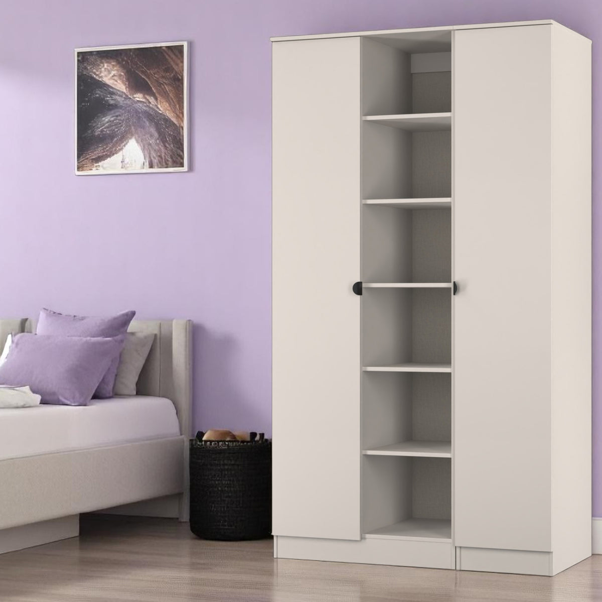 Huxley Triple Wardrobe With Shelves Cashmere from Roseland Furniture