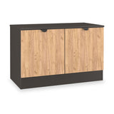 Huxley Compact 2 Door Media Unit Oak Graphite from Roseland Furniture
