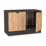 Huxley Compact 2 Door Media Unit Oak Graphite from Roseland Furniture