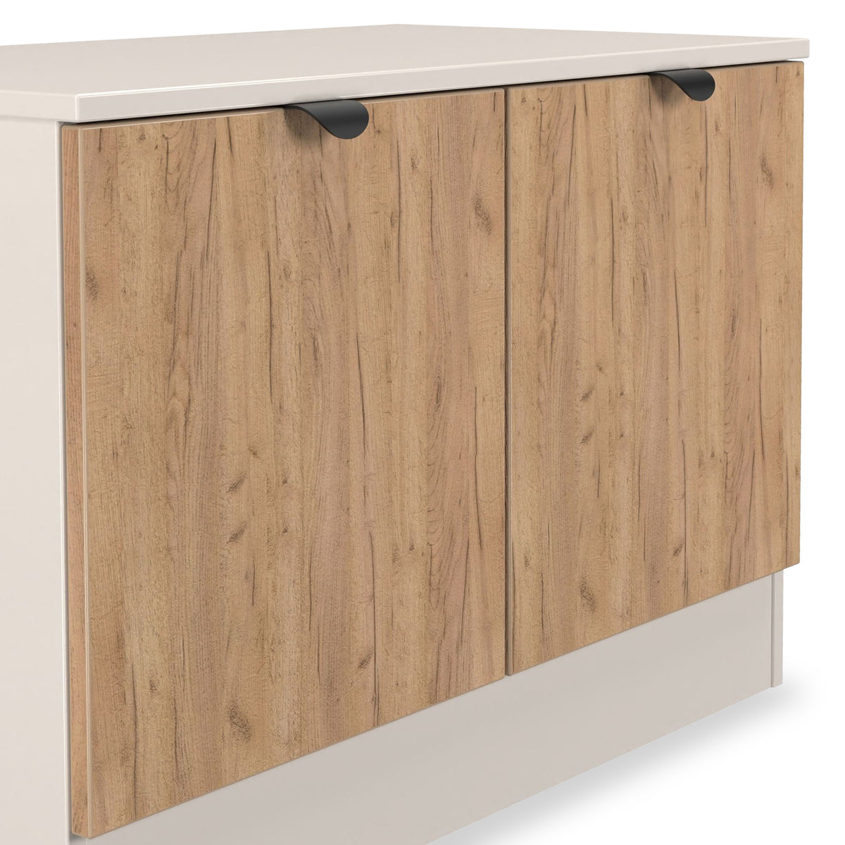 Huxley Compact 2 Door Media Unit Oak Cashmere from Roseland Furniture
