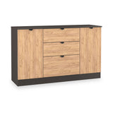 Huxley 2 Door 3 Drawer Sideboard Oak Graphite from Roseland Furniture