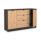Huxley 2 Door 3 Drawer Sideboard Oak Graphite from Roseland Furniture