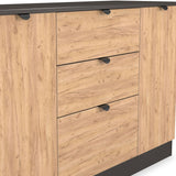 Huxley 2 Door 3 Drawer Sideboard Oak Graphite from Roseland Furniture