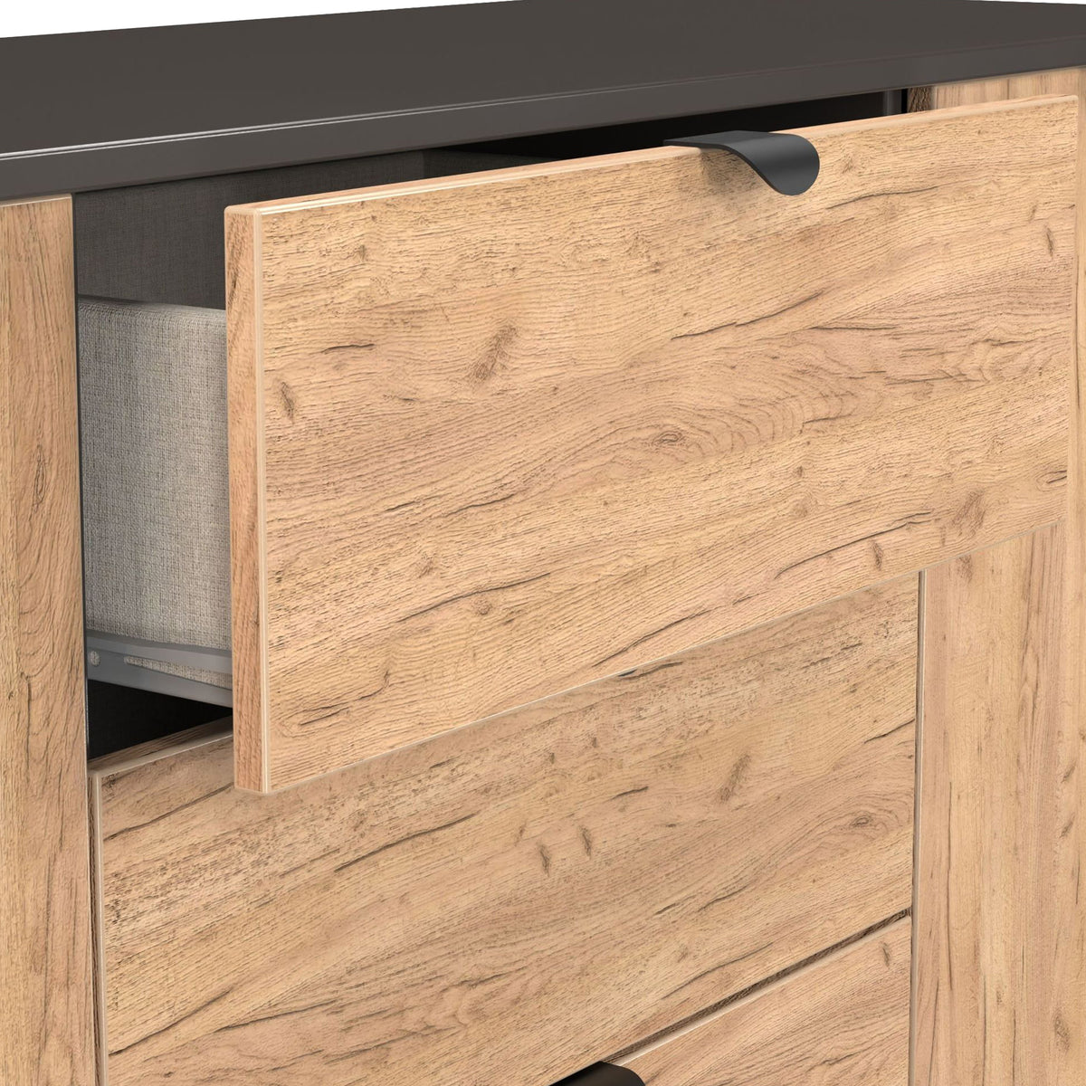 Huxley 2 Door 3 Drawer Sideboard Oak Graphite from Roseland Furniture