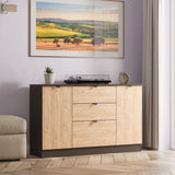Huxley 2 Door 3 Drawer Sideboard Oak Graphite from Roseland Furniture