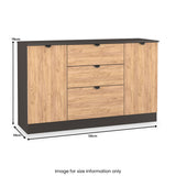Huxley 2 Door 3 Drawer Sideboard Oak Graphite from Roseland Furniture
