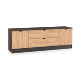 Huxley 2 Door 2 Drawer TV Unit Oak Graphite from Roseland Furniture