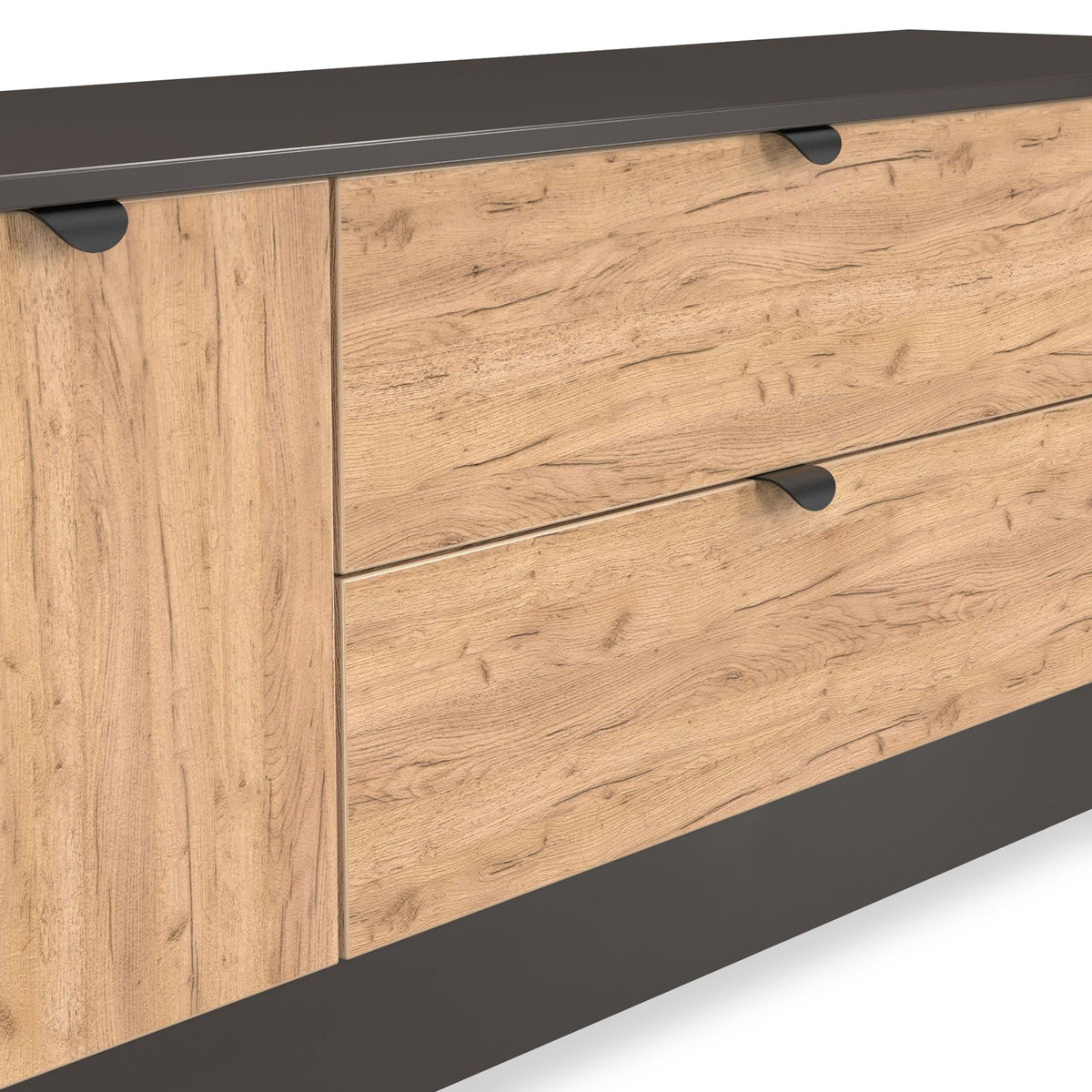 Huxley 2 Door 2 Drawer TV Unit Oak Graphite from Roseland Furniture