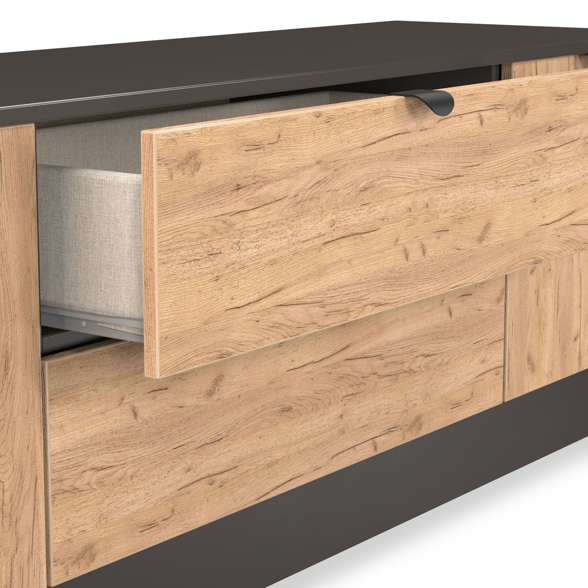Huxley 2 Door 2 Drawer TV Unit Oak Graphite from Roseland Furniture