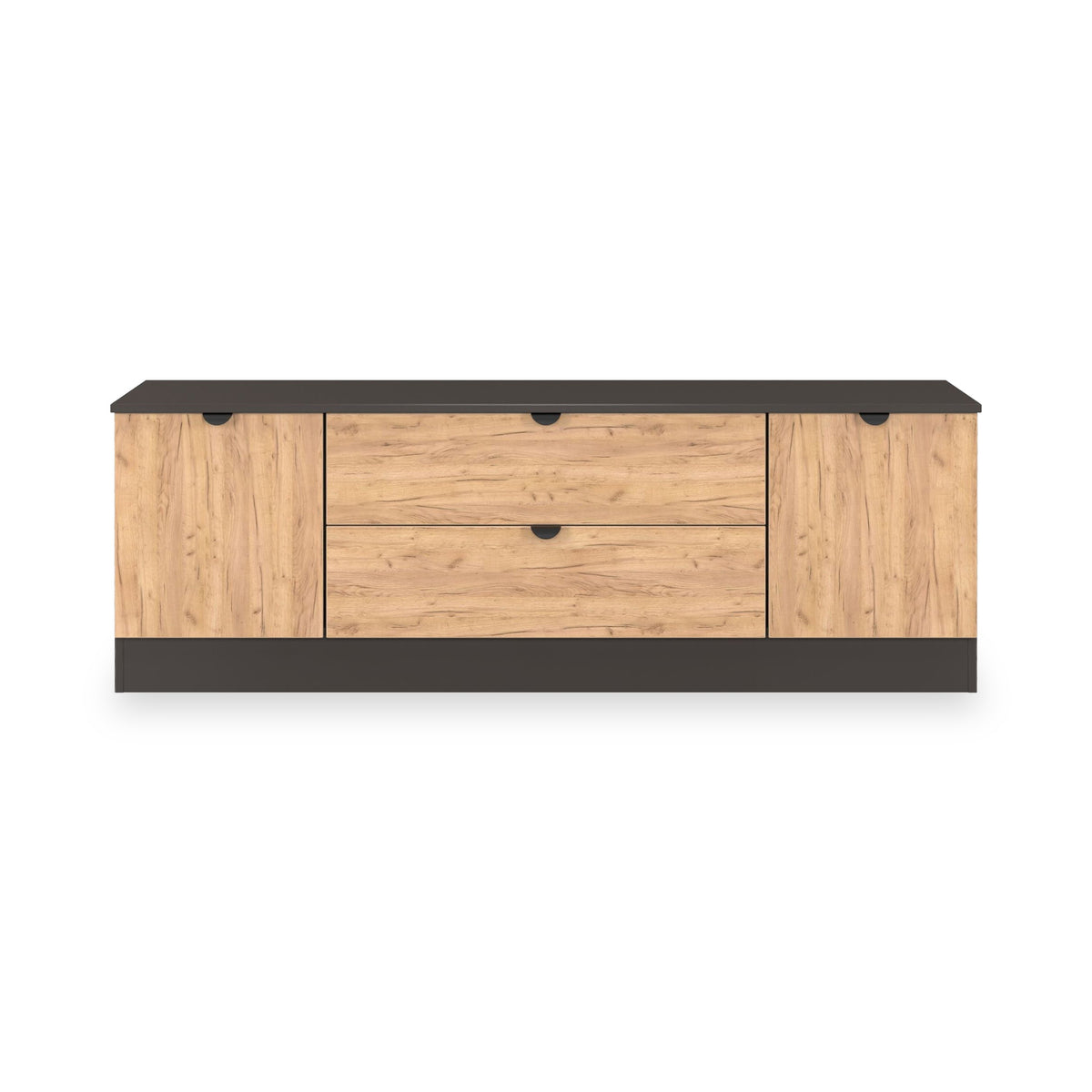 Huxley 2 Door 2 Drawer TV Unit Oak Graphite from Roseland Furniture