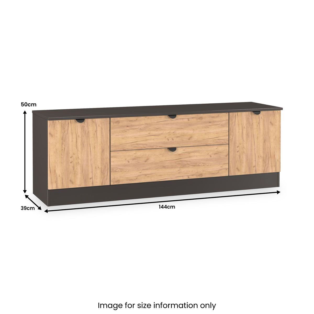Huxley 2 Door 2 Drawer TV Unit Oak Graphite from Roseland Furniture