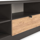Huxley Wide 1 Drawer TV Media Unit Oak Graphite Side1 from Roseland Furniture