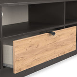 Huxley Wide 1 Drawer TV Media Unit Oak Graphite Side1 from Roseland Furniture