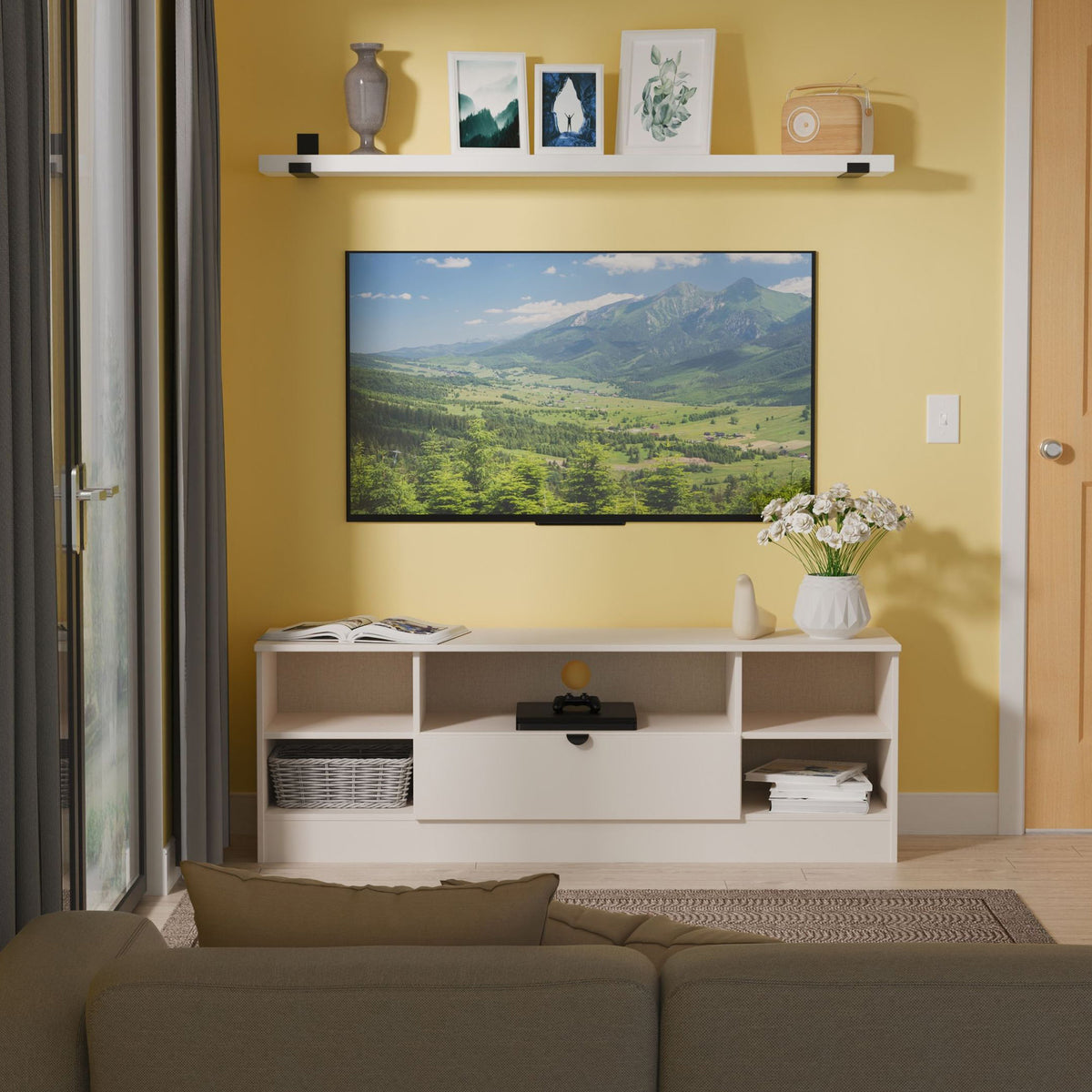Huxley Wide 1 Drawer TV Media Unit Cashmere from Roseland Furniture