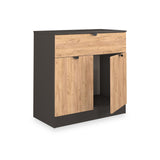 Huxley 2 Door 1 Drawer Sideboard Oak Graphite from Roseland Furniture