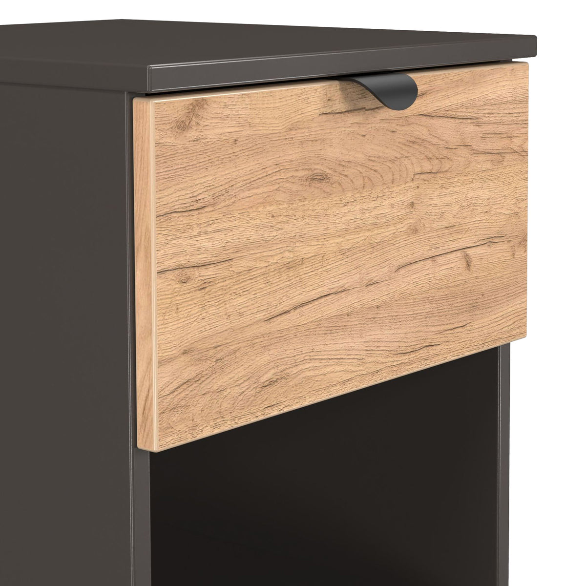 Huxley 2 Drawer Bedside Oak Graphite from Roseland Furniture