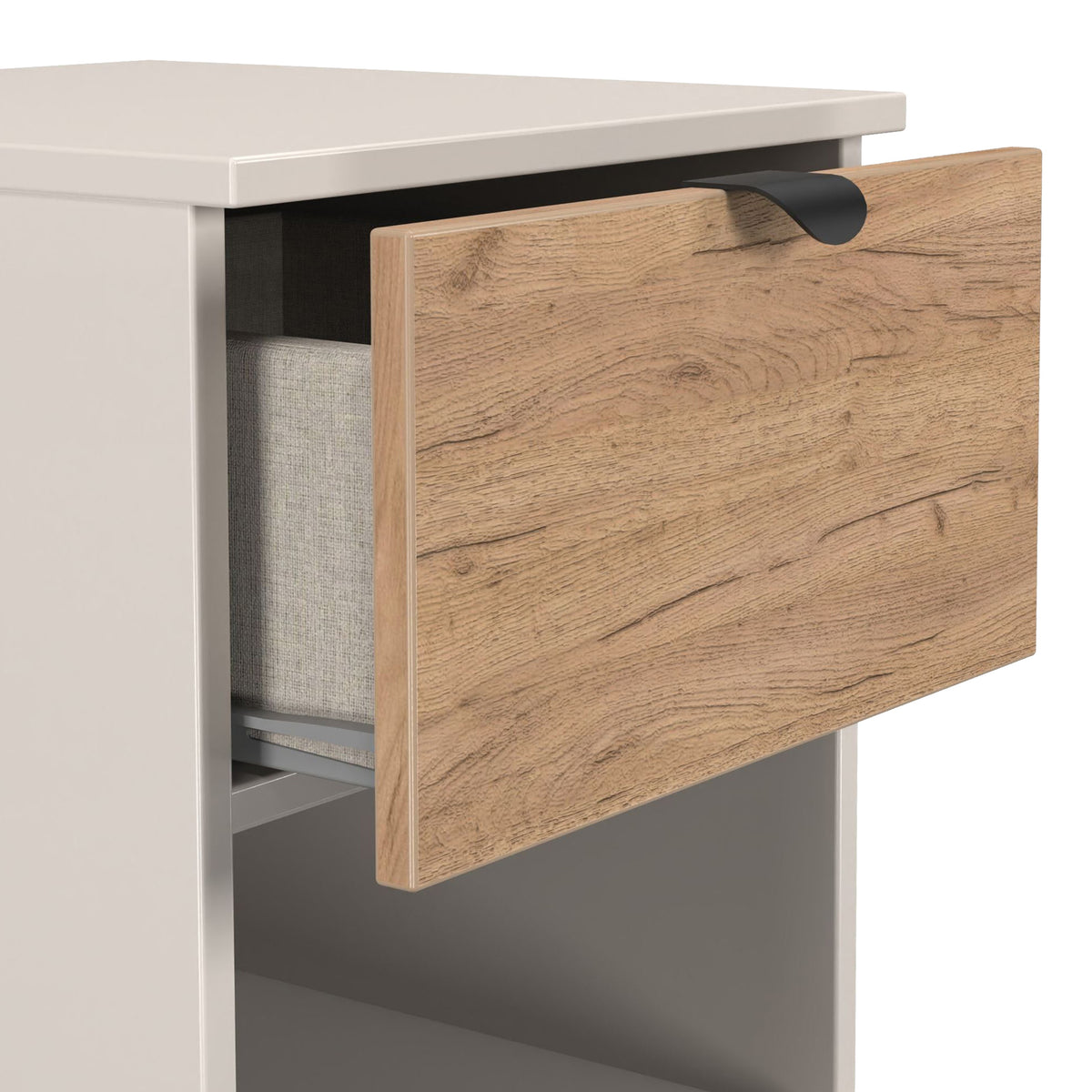 Huxley 2 Drawer Bedside Oak Cashmere from Roseland Furniture