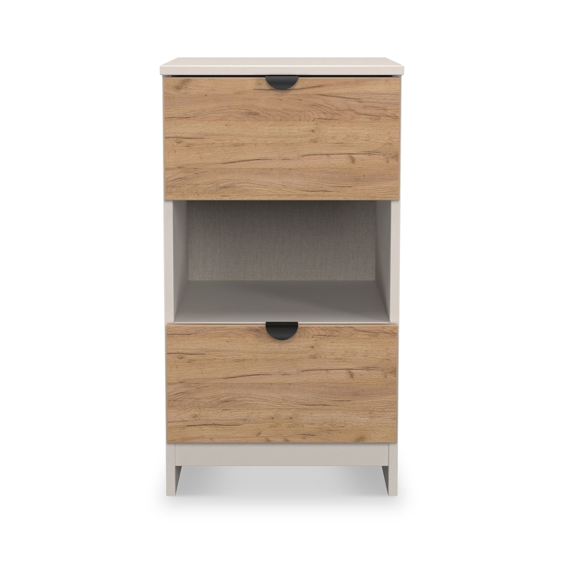 Huxley 2 Drawer Bedside Oak Cashmere from Roseland Furniture