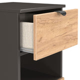 Huxley 3 Drawer Bedside Oak Graphite from Roseland Furniture