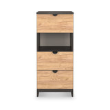 Huxley 3 Drawer Bedside Oak Graphite from Roseland Furniture
