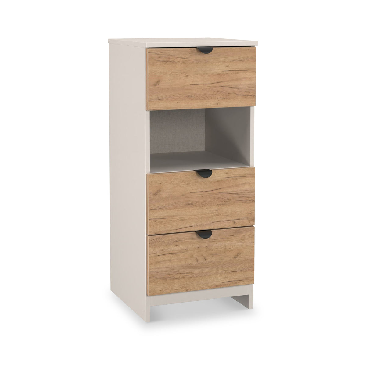 Huxley 3 Drawer Bedside Oak Cashmere from Roseland Furniture