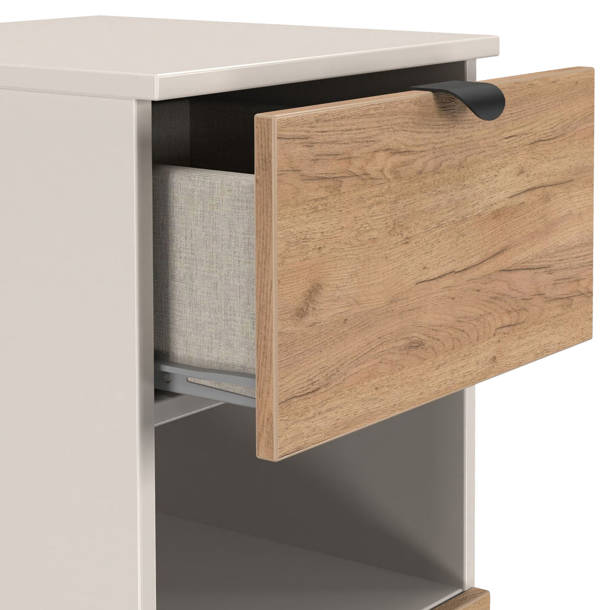 Huxley 3 Drawer Bedside Oak Cashmere from Roseland Furniture