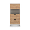 Huxley 3 Drawer Bedside Oak Cashmere from Roseland Furniture