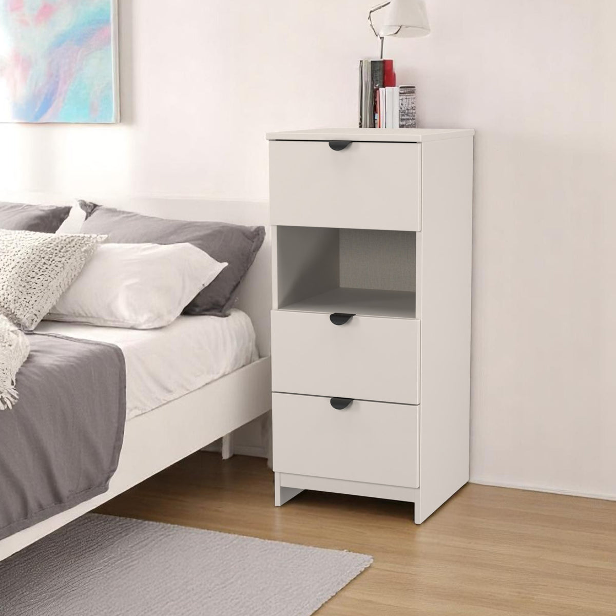Huxley 3 Drawer Bedside Cashmere from Roseland Furniture