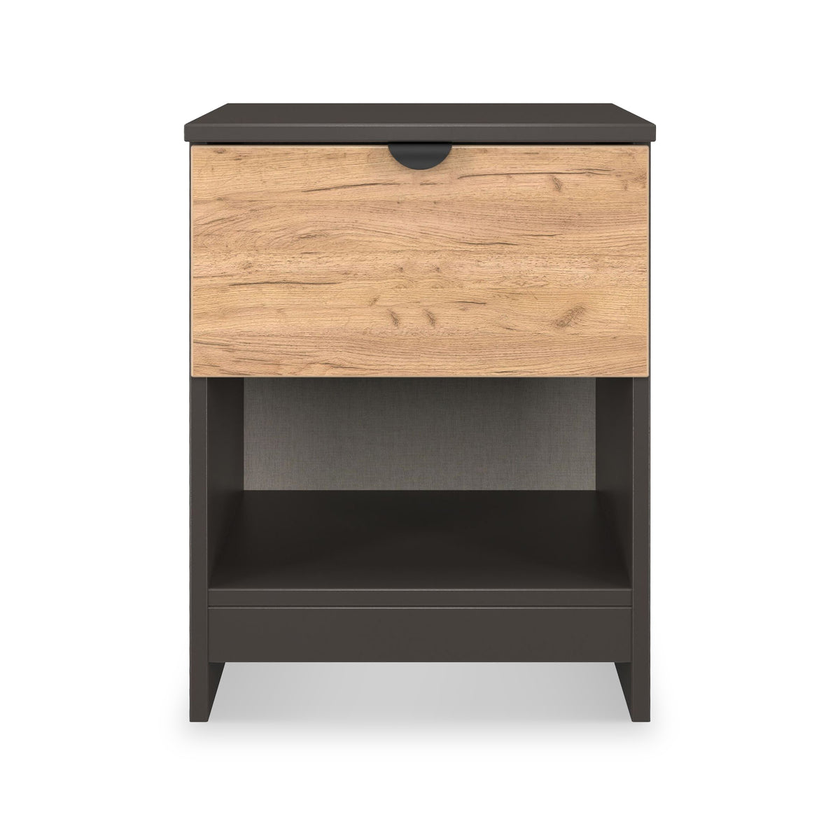 Huxley 1 Drawer Bedside Oak Graphite from Roseland Furniture