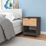 Huxley 1 Drawer Bedside Oak Graphite from Roseland Furniture