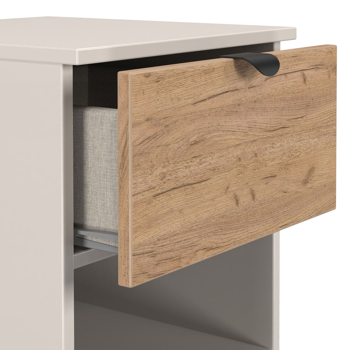 Huxley 1 Drawer Bedside Oak Cashmere from Roseland Furniture