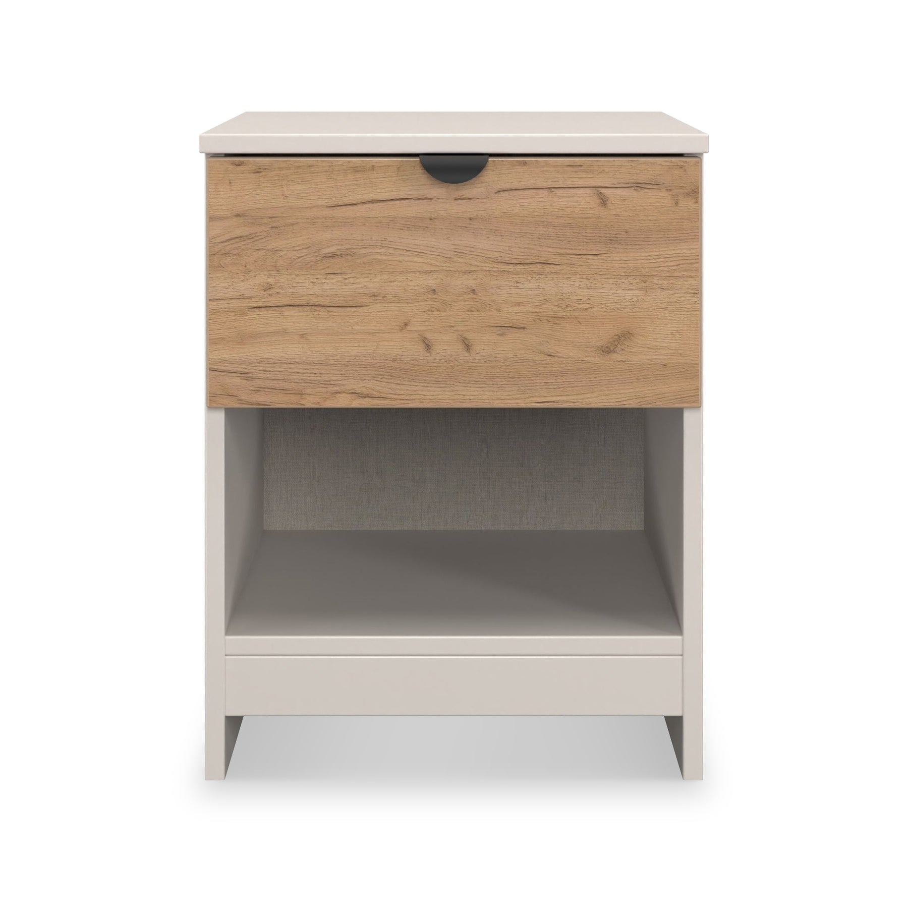 Huxley 1 Drawer Bedside Oak Cashmere from Roseland Furniture