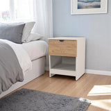 Huxley 1 Drawer Bedside Oak Cashmere from Roseland Furniture