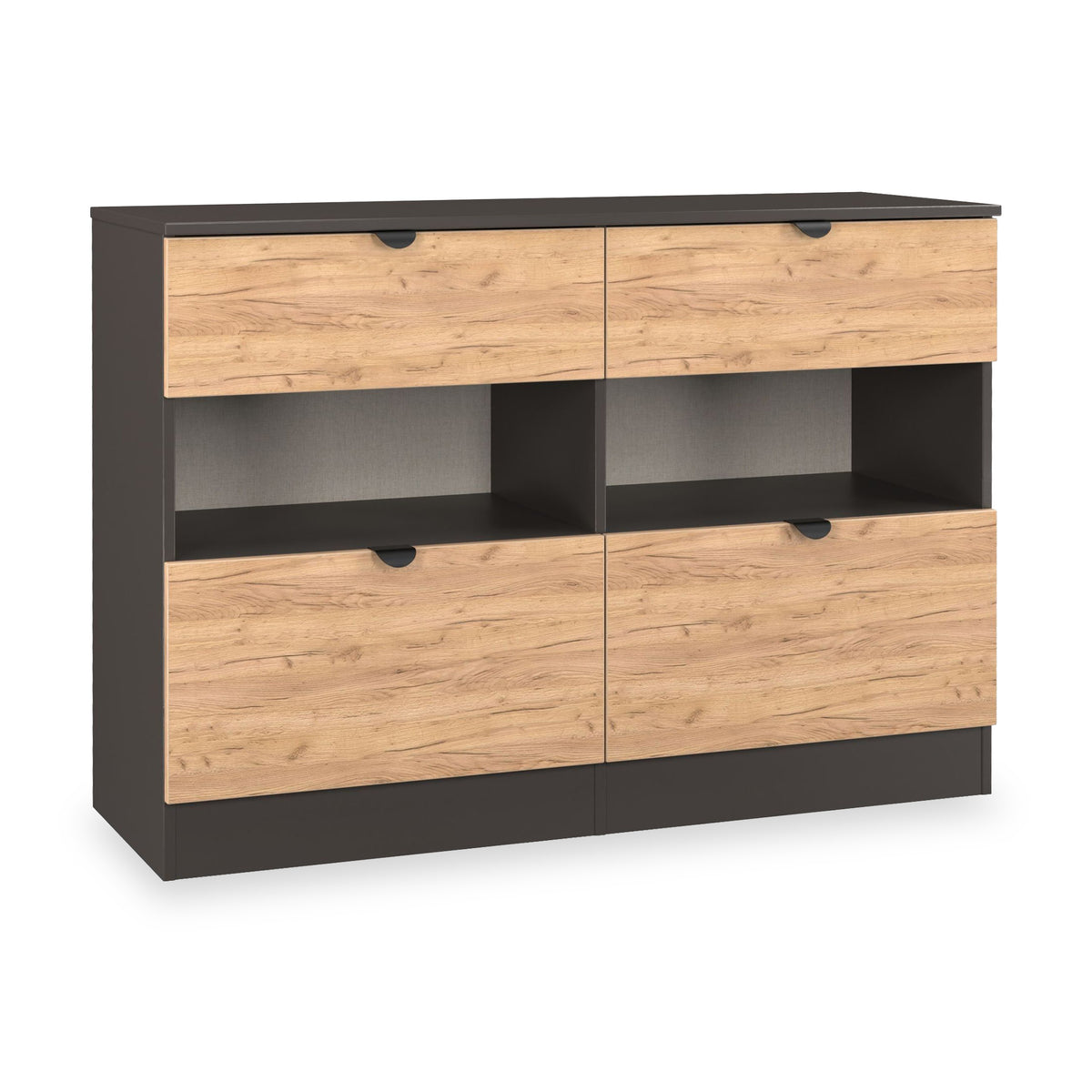 Huxley 4 Drawer Midi Chest Oak Graphite from Roseland Furniture
