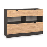 Huxley 4 Drawer Midi Chest Oak Graphite from Roseland Furniture