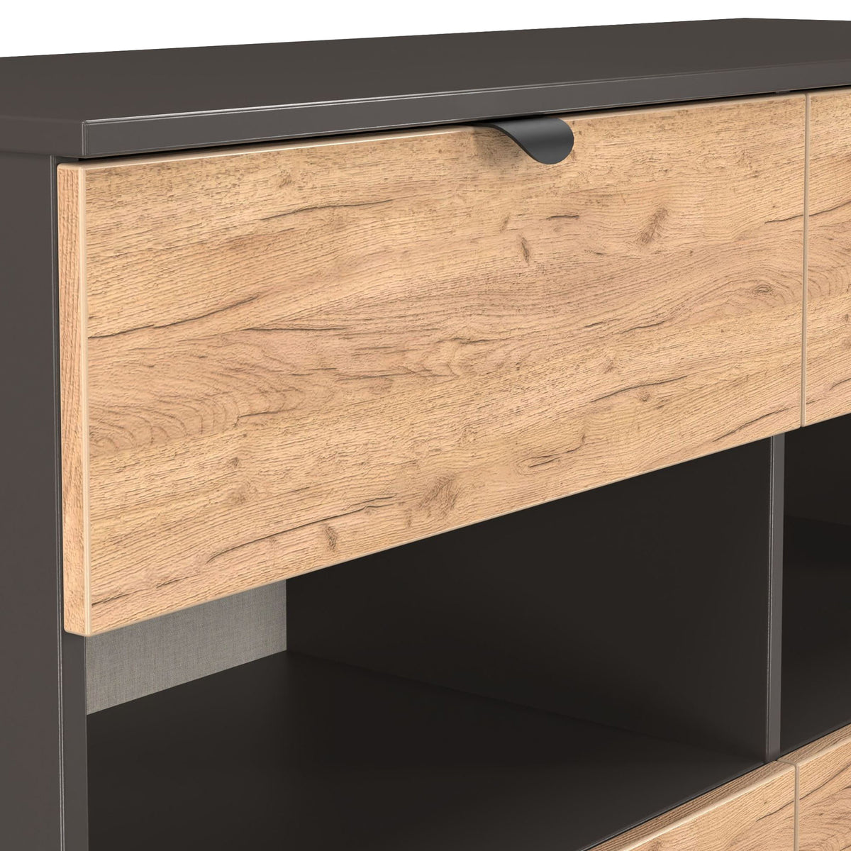 Huxley 4 Drawer Midi Chest Oak Graphite from Roseland Furniture
